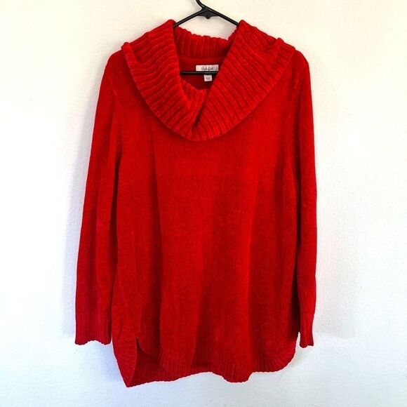 Style&Co Plus Size Red Cowl Neck Long Sleeve Holiday Sweater - Picture 1 of 5